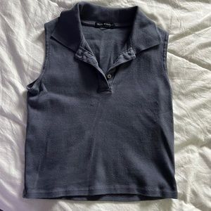 brandy Melville collared crop top - blue